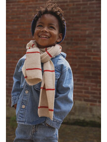 Hvid Wool scarf Igor - cream/red