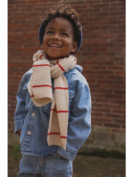 Hvid Wool scarf Igor - cream/red