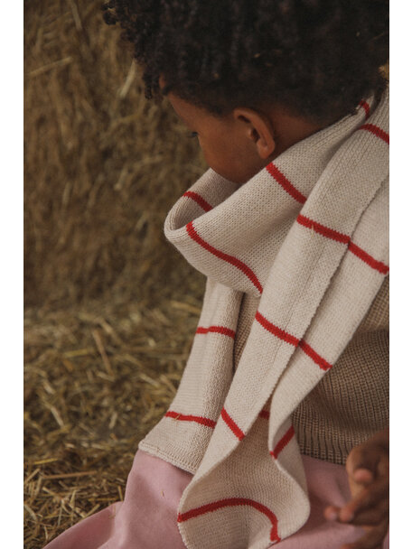 Hvid Wool scarf Igor - cream/red