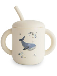 Mushie Training cup with straw - whales