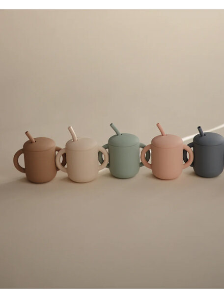 Mushie Training cup with straw - dried thyme