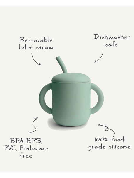 Mushie Training cup with straw - dried thyme