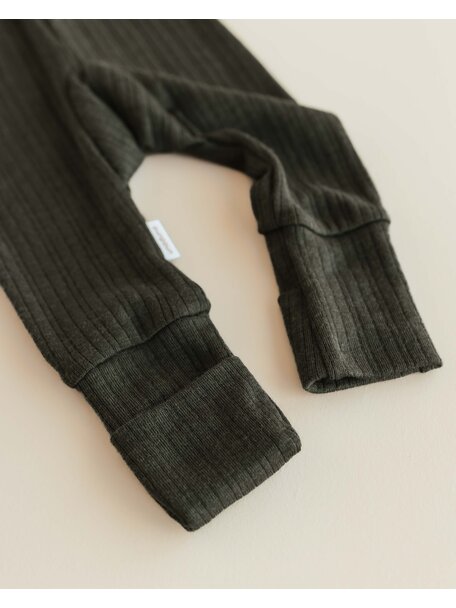 Unaduna Baby pants 2 in 1 feet rib wool/silk - wakame