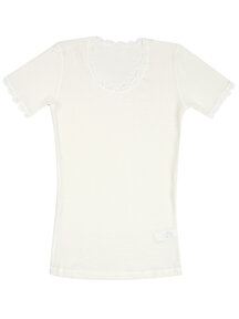 Joha Wool women's shirt short sleeve Cecilie - white