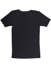 Joha Wool women's shirt short sleeve Cecilie - black