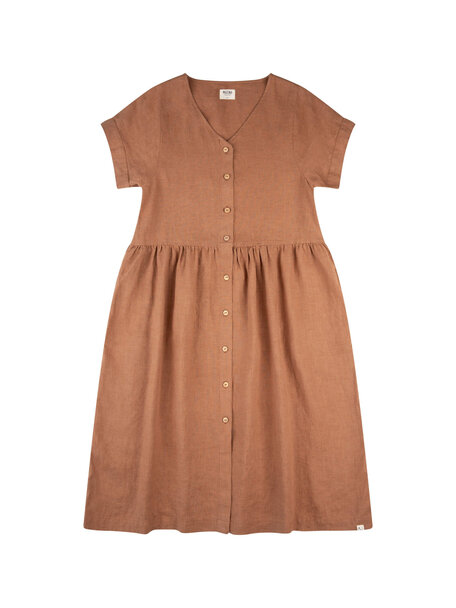 Matona Women's dress linen midi - coffee