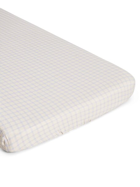 Garbo & Friends Muslin fitted crib sheet - gingham sky blue