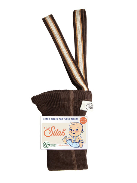 Silly Silas footless tights - chocolate brown striped