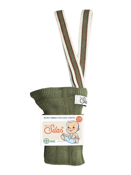 Silly Silas footless tights - olive striped