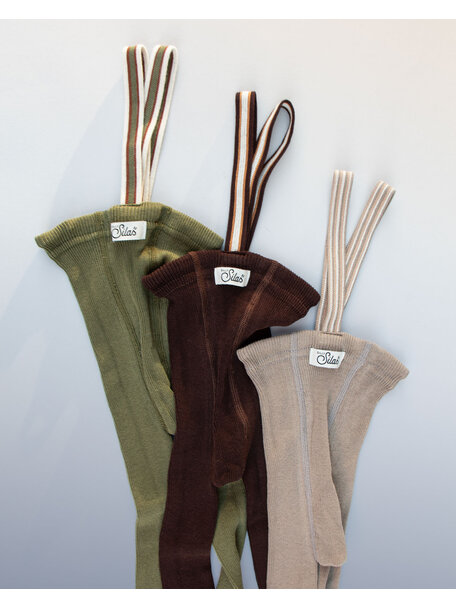 Silly Silas footless tights - olive striped