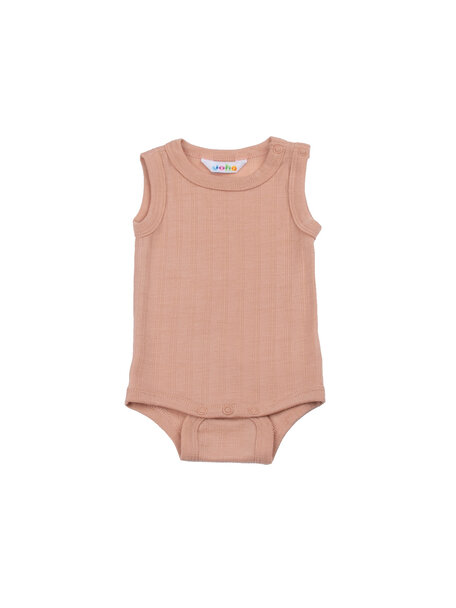 Joha Body without sleeves wool/silk striped - peach