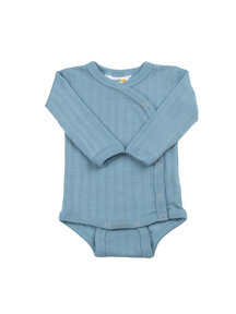 Joha Wrap body long sleeve wool and silk striped - dusty blue
