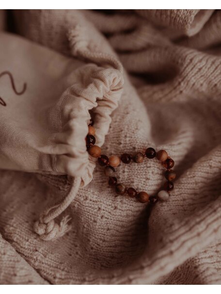 Amber Amber Kids Bracelet with Gemstones 16,5 cm - Agate/Cognac