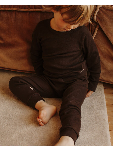 Unaduna Kids longsleeve tiny rib wool - kladdkaka