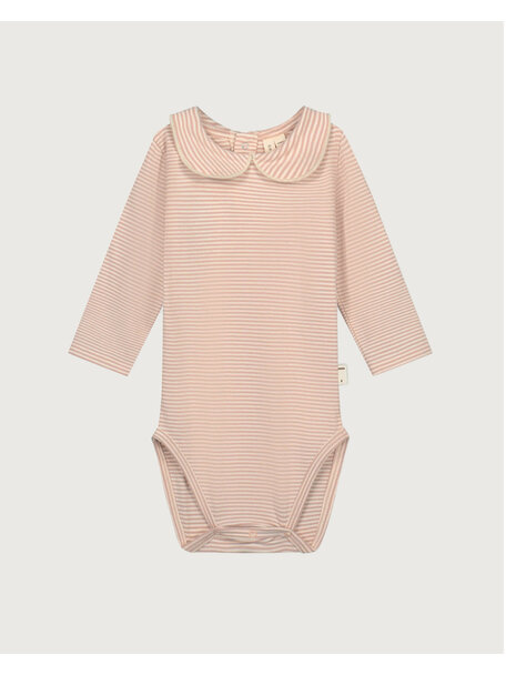 Gray Label Baby romper long sleeve with collar - faded pink/cream