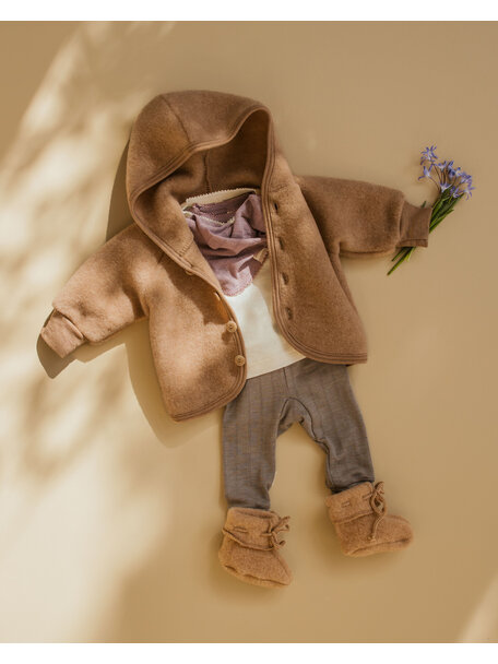 Unaduna Bib scarf striped ajour wool/silk - heather melange