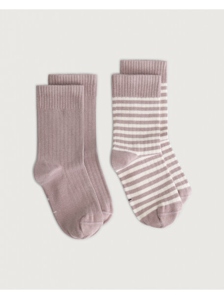 Gray Label Kids ribbed socks - 2 pack - berry/cream