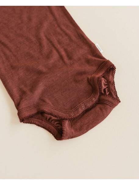 Unaduna Summer romper pointelle wool/silk - henna dune