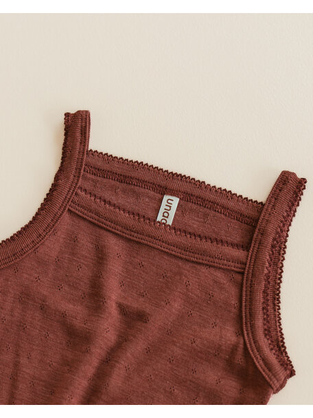 Unaduna Summer romper pointelle wool/silk - henna dune