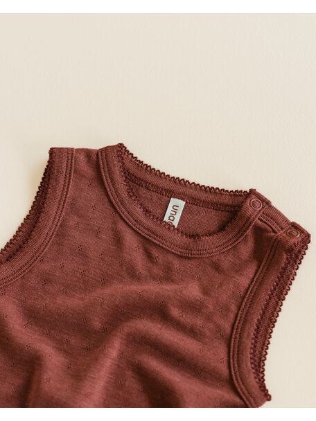 Unaduna Sleeveless romper pointelle wool/silk - henna dune