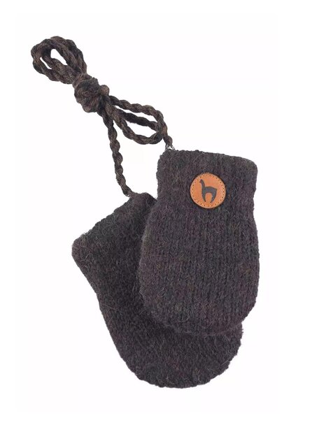 Apu Kuntur Baby mittens from alpaca wool - dark brown/anthracite