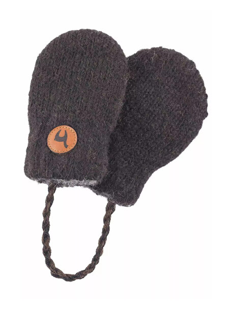 Apu Kuntur Baby mittens from alpaca wool - dark brown/anthracite