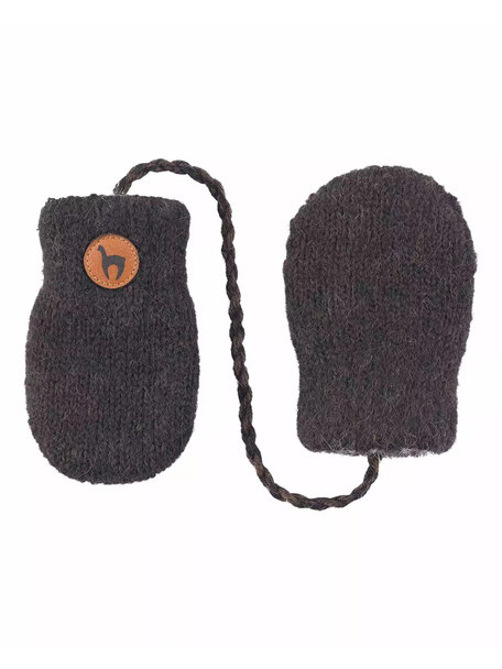 Apu Kuntur Baby mittens from alpaca wool - dark brown/anthracite