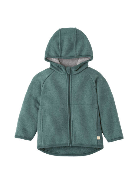 Disana Boiled wool jacket with zipper - eucalyptus