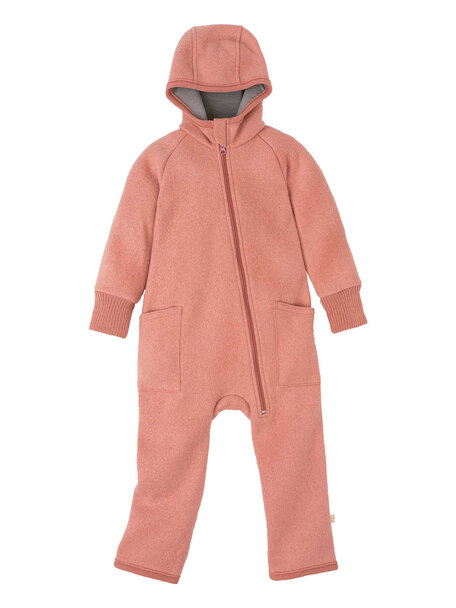 Disana Boiled wool overalls with zip - soft pink