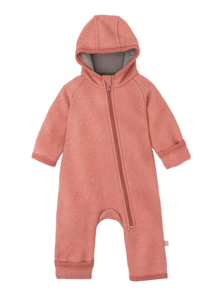 Disana Boiled wool overalls with zip - soft pink