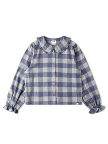 Matona Ruffled collar blouse - plaid check