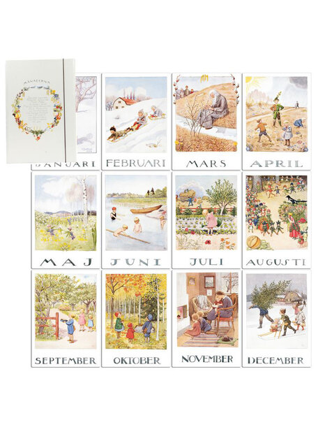 Elsa Beskow Elsa Beskow set of month poster - A4 size (12 pcs)