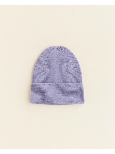Hvid Beanie Fonzie newborn - lilac