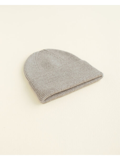 Hvid Beanie Fonzie newborn - pebble