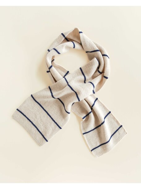 Hvid Wool scarf Igor - cream/blue