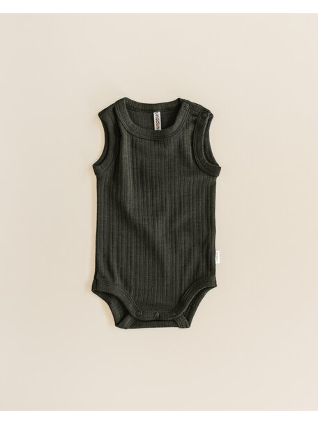 Unaduna Sleeveless romper rib wool/silk - wakame