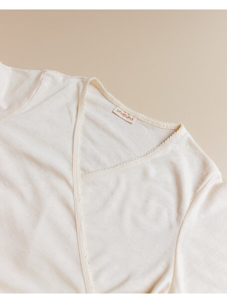 Unaduna Wrap around blouse pointelle wool/silk - munkki