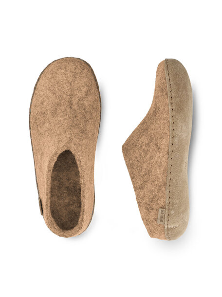 Glerups Wool slippers leather sole - sand