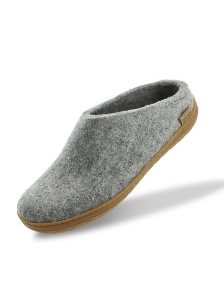 Glerups Wool slippers rubber sole - grey