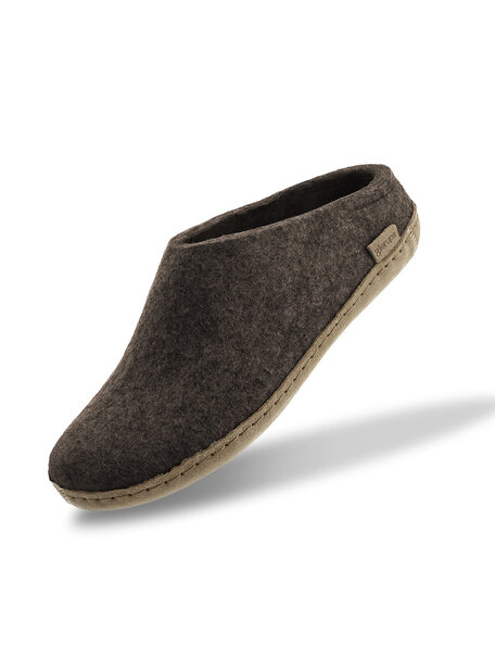 Glerups Wool slippers leather sole - chestnut