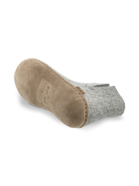 Glerups Wool slippers high leather sole - grey