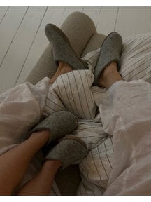 Glerups Wool slippers leather sole - grey Glerups Wool slippers leather sole - grey