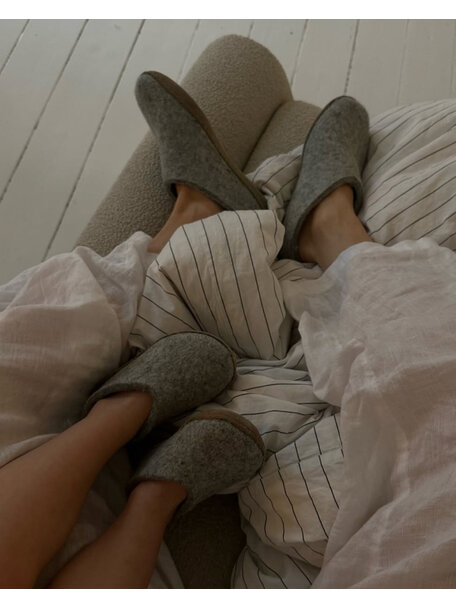 Glerups Wool slippers leather sole - grey