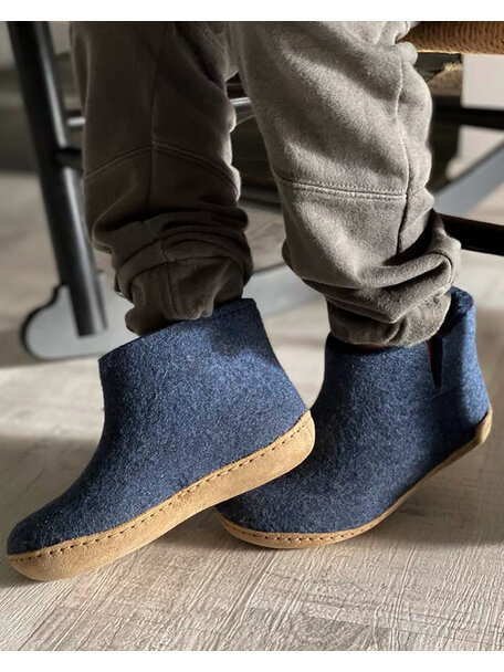 Glerups Children's slippers wool high - denim