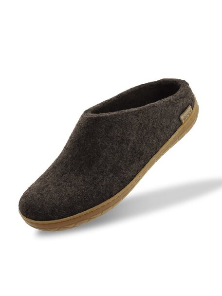 Glerups Wool slippers rubber sole - chestnut
