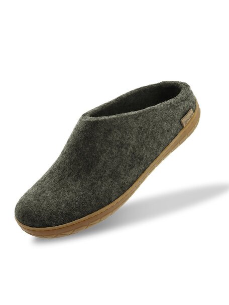 Glerups Wool slippers rubber sole - forest