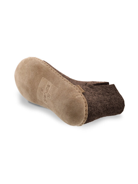 Glerups Wool slippers high leather sole - chestnut