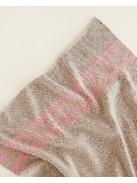 Hvid Merino wool baby blanket Gilbert - sand/bubblegum