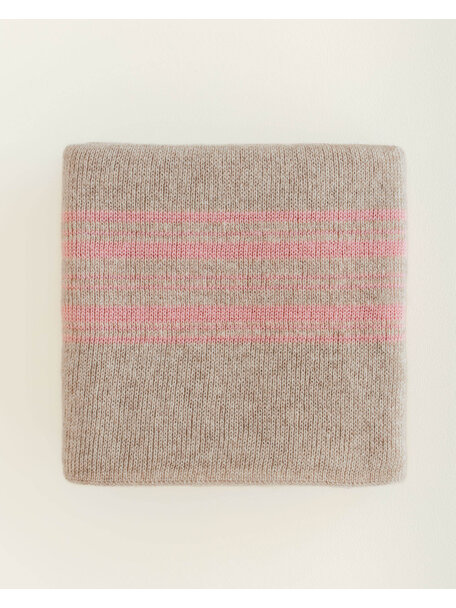 Hvid Merino wool baby blanket Gilbert - sand/bubblegum