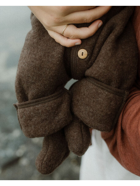 Unaduna X Engel Wool Fleece Baby Booties - cocoa